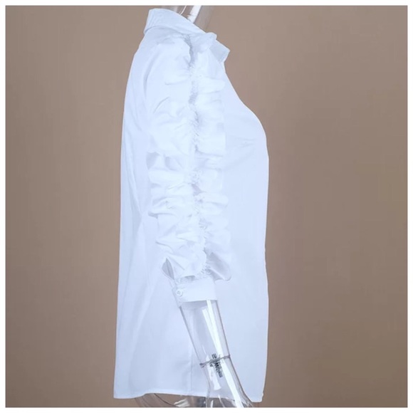 HOST PICK🔥White Ruffle Sleeve Button Blouse Top - Picture 7 of 7